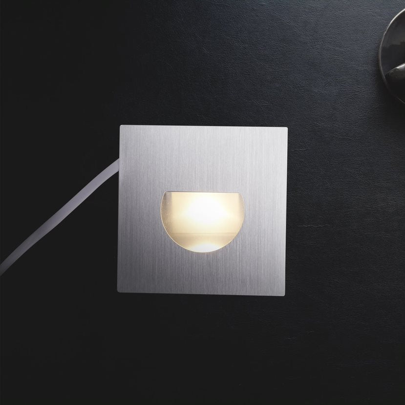 ST316S Square Stair Step Light Recessed Wall Light White Brush Aluminum Black