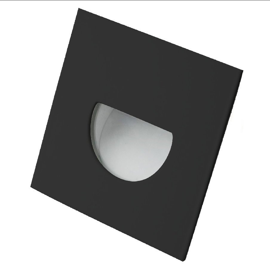 ST316S Square Stair Step Light Recessed Wall Light White Brush Aluminum Black