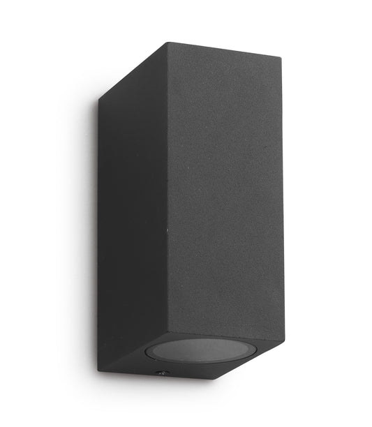 Exterior Wall Light Brug Up Down Spot 2xGU10 Matt Black IP44
