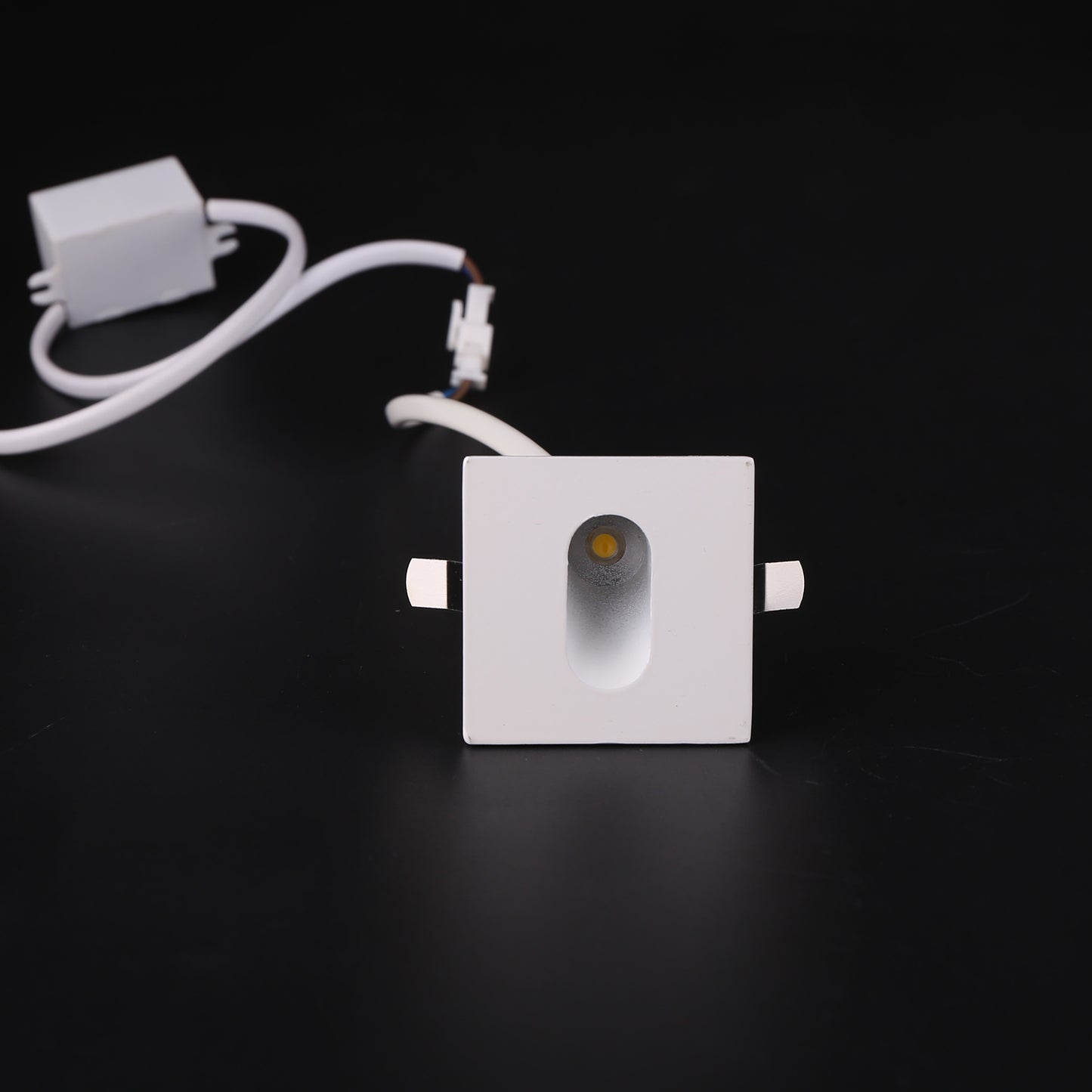 ST401S Mini Square Stair Step Light White Brush Aluminum Black