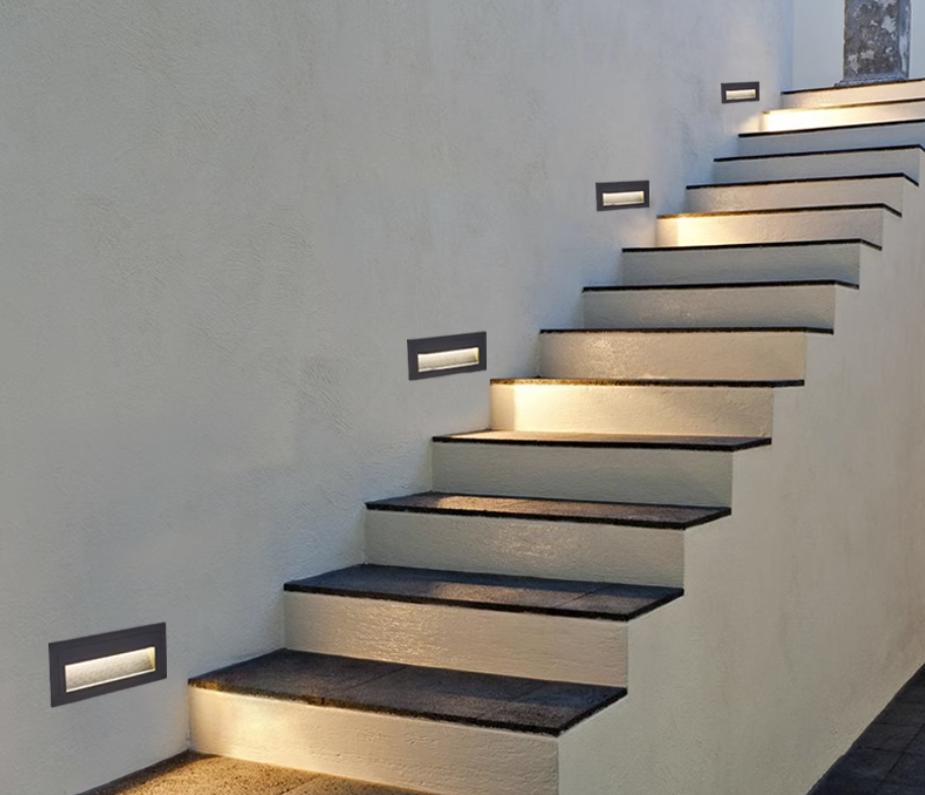 ST702 Exterior Outdoor Corridor Stair Step Wall Light Recessed 5W
