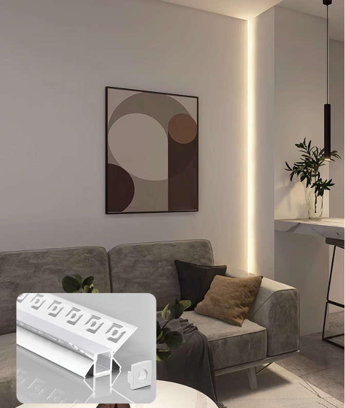 Corner Linear LED Strip Profile Extrusion Stylish Wall Corner Edge Light