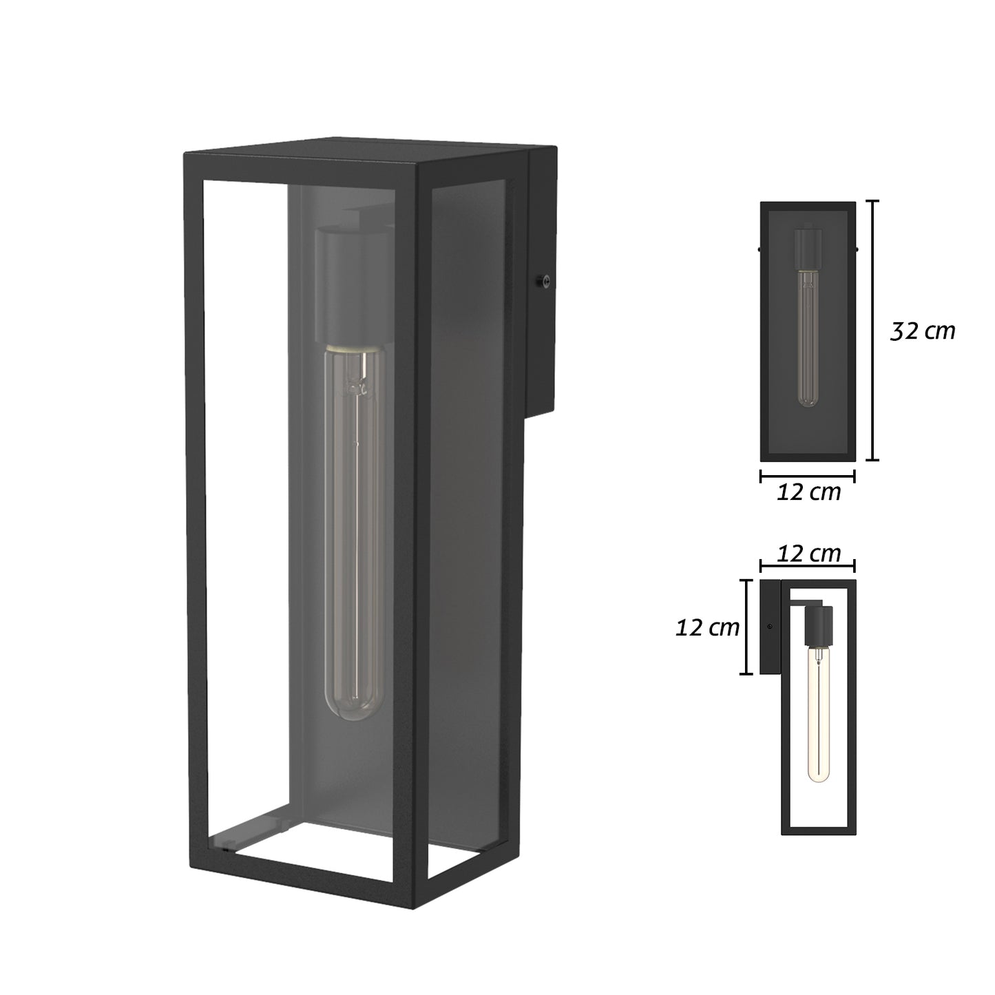 Exterior Wall Light Moscow Long Tubular T300 LED IP44 Matt Black