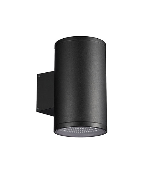Exterior Up Down Wall Light 2X12W Pillar Commercial IP65 Matt Black