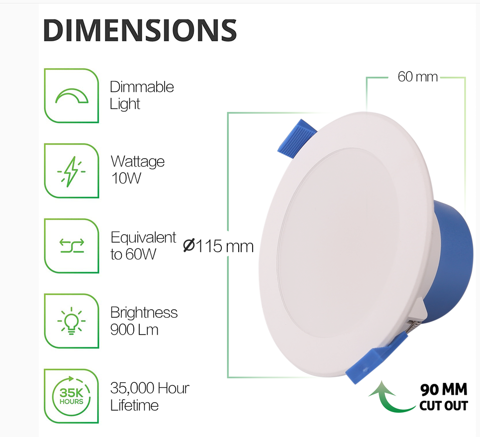 7010 Tri-Color 90mm 10W Budget LED Downlight
